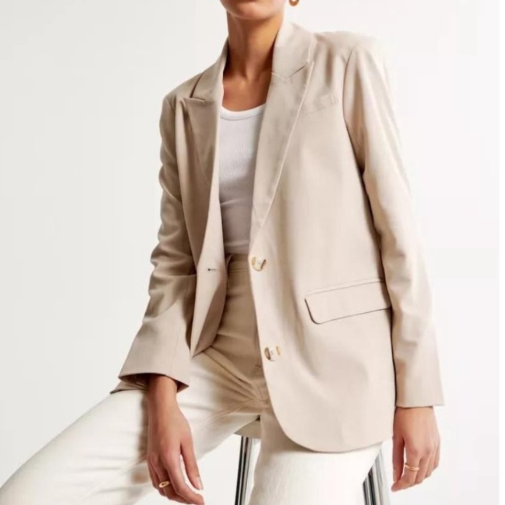 Abercrombie & Fitch Boyfriend Blazer Size Small in Light Brown Cream
